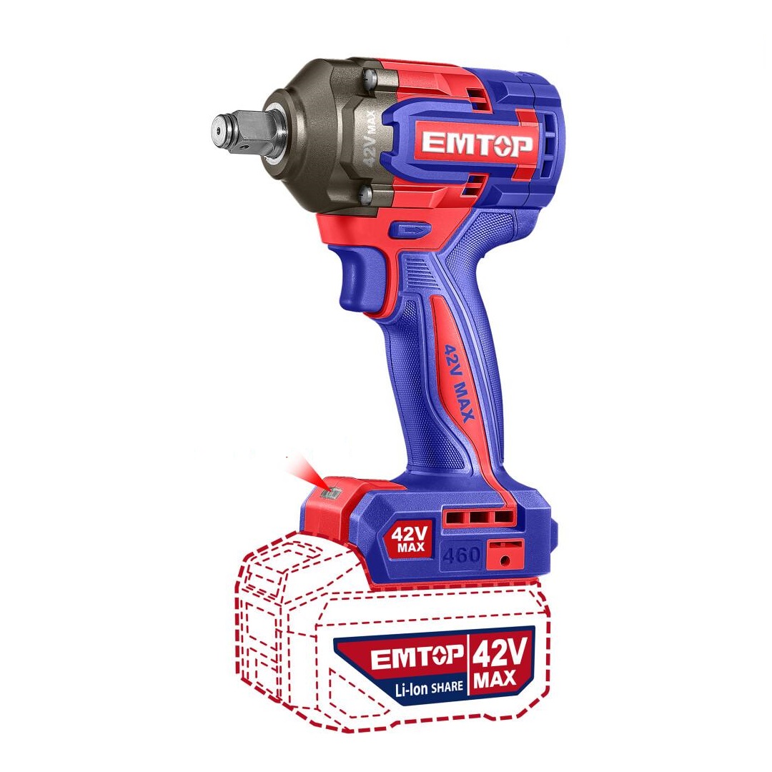 Гайковерт акумуляторний ударний EMTOP ECIWL42461